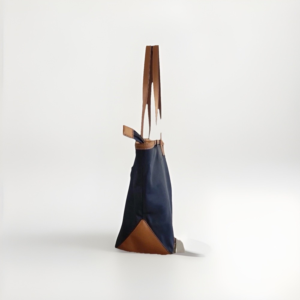 Michael Kors Kempton Lg East West Tote-Navy Blue w/Brown Leather Trim, Gold MK - Picture 4 of 14
